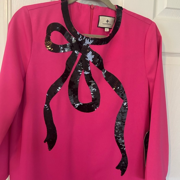 Tuckernuck Electric Pink Bow Jamie Dress Sz S - Picture 4 of 11